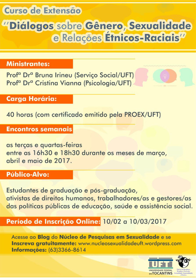 Cartaz - Curso de Diálogos sobre Gênero, Sexualidade e Relações Étnicas