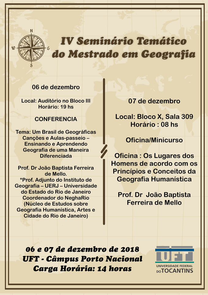 Cartaz de divulgação do IV Seminário Temático do Mestrado em Geografia