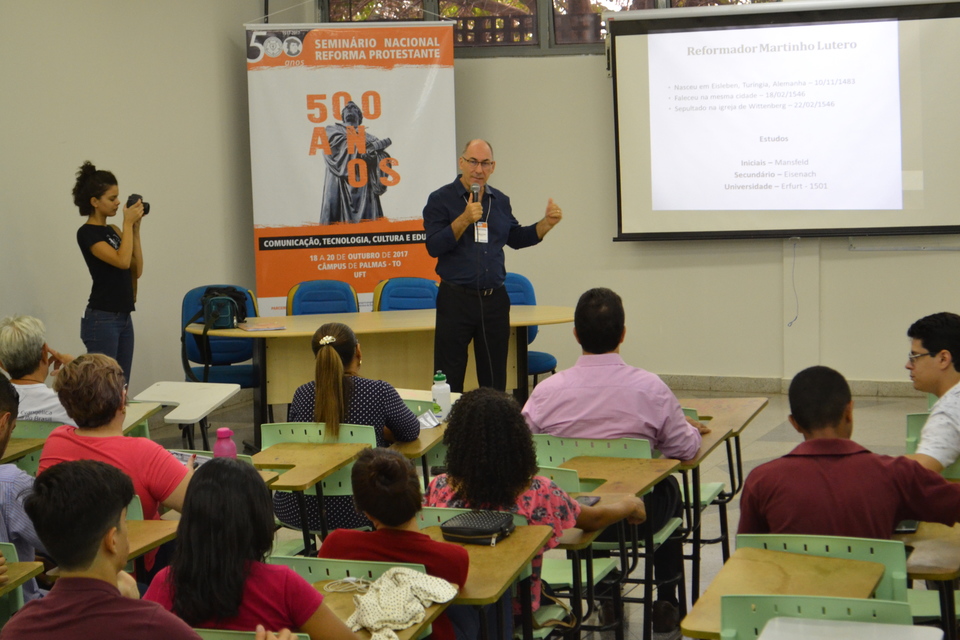 Teske proferiu palestra sobre uso das comunicações e tecnologias para propagação da Reforma Protestante (Foto: Samuel Lima/Dicom)