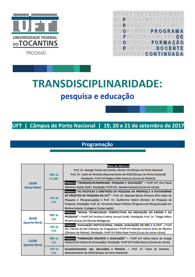 Programação do Profor Porto Nacional 2017