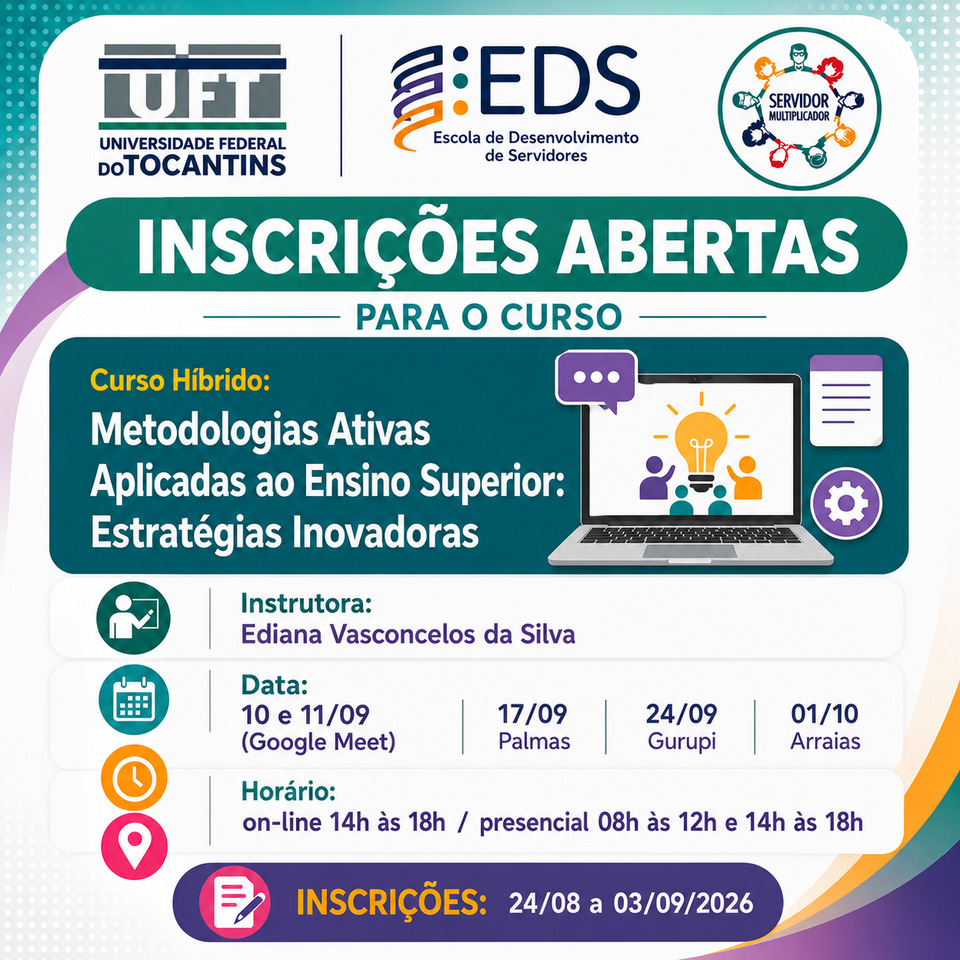Inscrições abertas para o curso Metodologias Ativas Aplicadas ao Ensino Superior: Estratégias Inovadoras