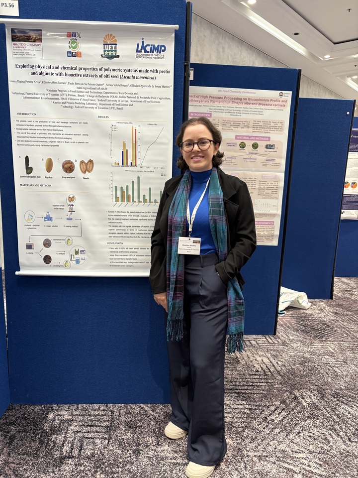 Pesquisa da UFT com sementes de oiti é apresentada em conferência internacional de alimentos na Escócia