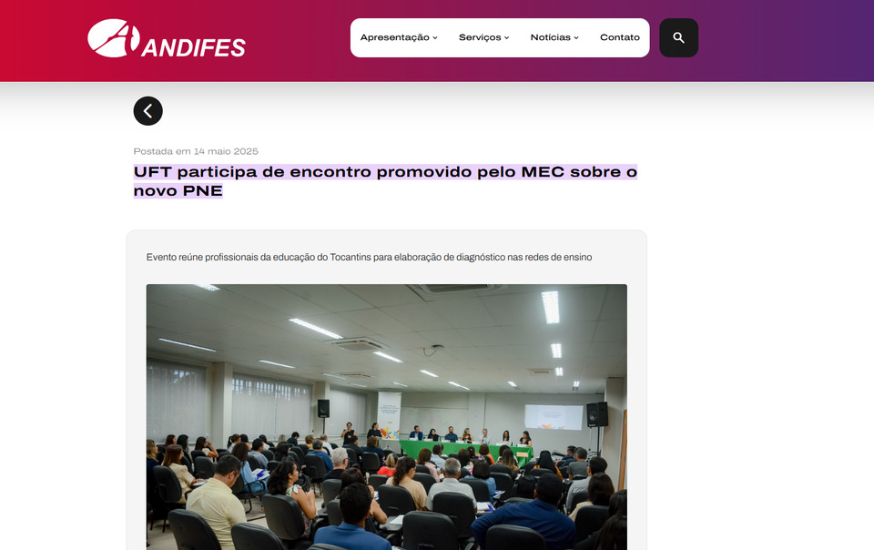 UFT participa de encontro promovido pelo MEC sobre o novo PNE