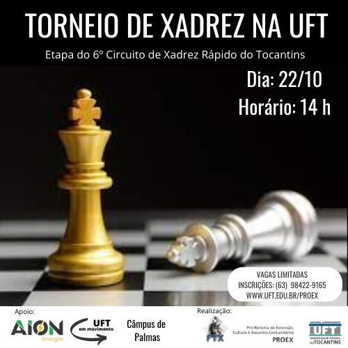 Torneio de Xadrez Rápido será realizado no domingo, em