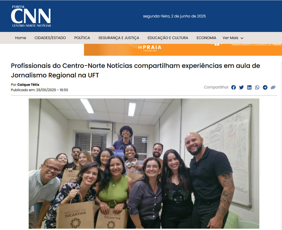 Profissionais do Centro-Norte Notícias compartilham experiências em aula de Jornalismo Regional na UFT