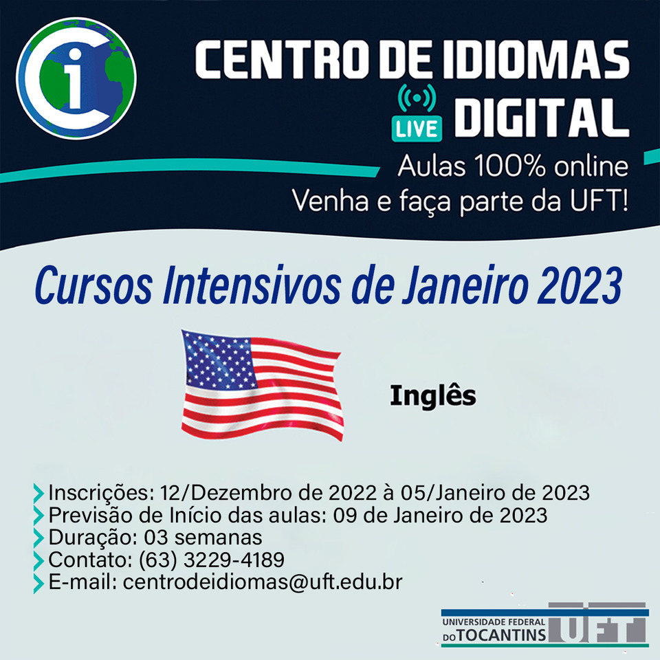 Centro de Idiomas da UFT oferta cursos intensivos de Inglês online (Divulgação/UFT)
