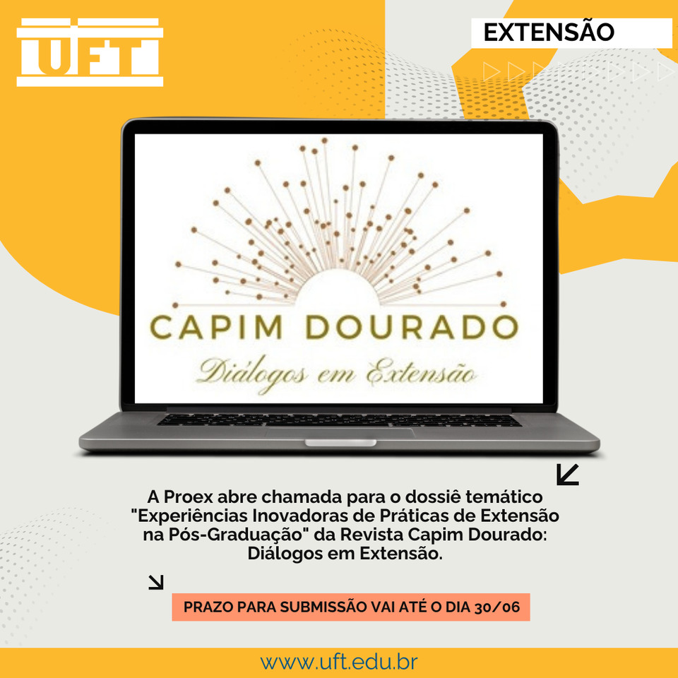 Imagem com o logo da Revista Capim Dourado e as informações sobre o prazo de submissão