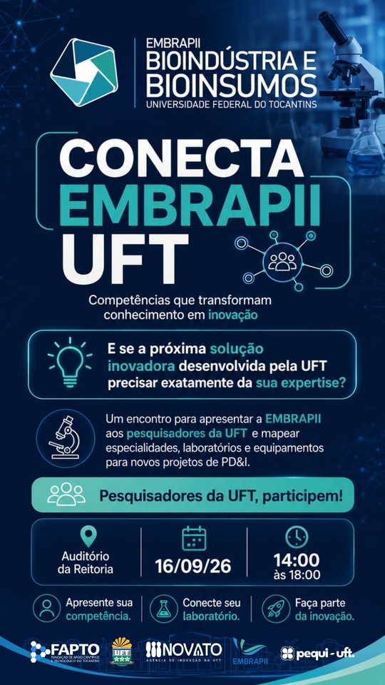 Inovato convida pesquisadores da UFT para o Conecta Embrapii