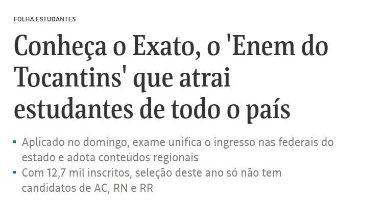 Conheça o Exato, o Enem do Tocantins, que atrai estudantes de todo o país