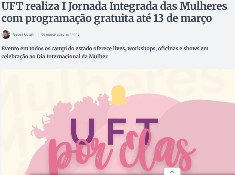 UFT realiza I Jornada Integrada das Mulheres
