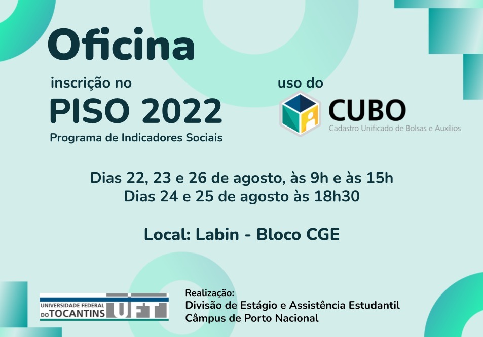 Diest realiza oficina sobre Piso e Cubo (Arte: Divulgação/UFT)