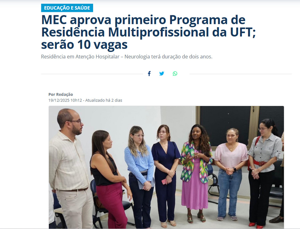 MEC aprova primeiro programa de residência multiprofissional da UFT
