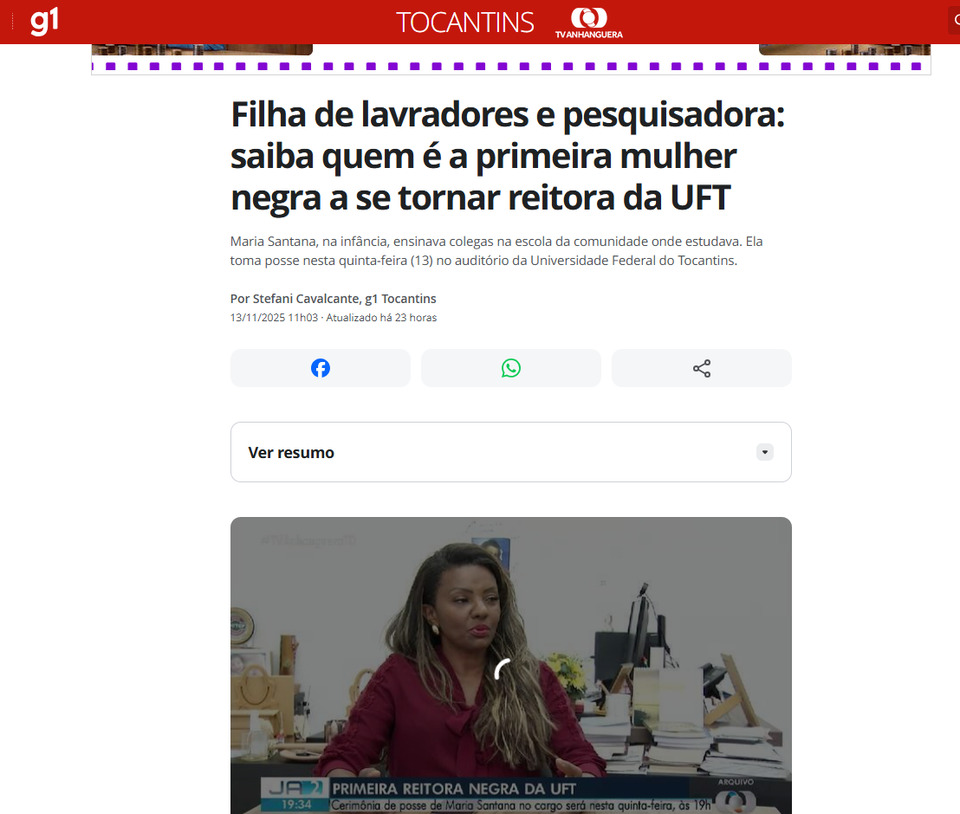 Filha de lavradores e pesquisadora: saiba quem é a primeira mulher negra a se tornar reitora da UFT
