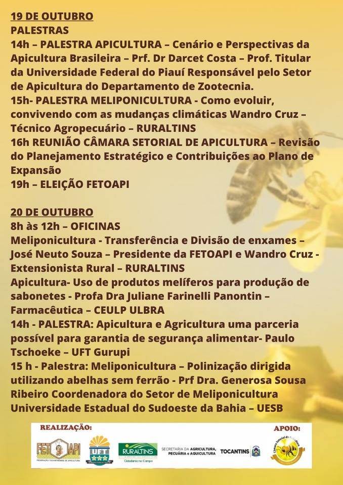 Seminário Apicultura e Meliponicultura Tocantins