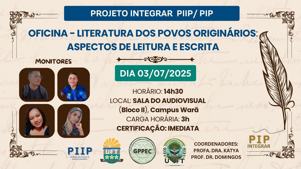 Programa de Inovação Pedagógica realiza oficina “Literatura dos Povos Originários: aspectos de leitura e escrita”