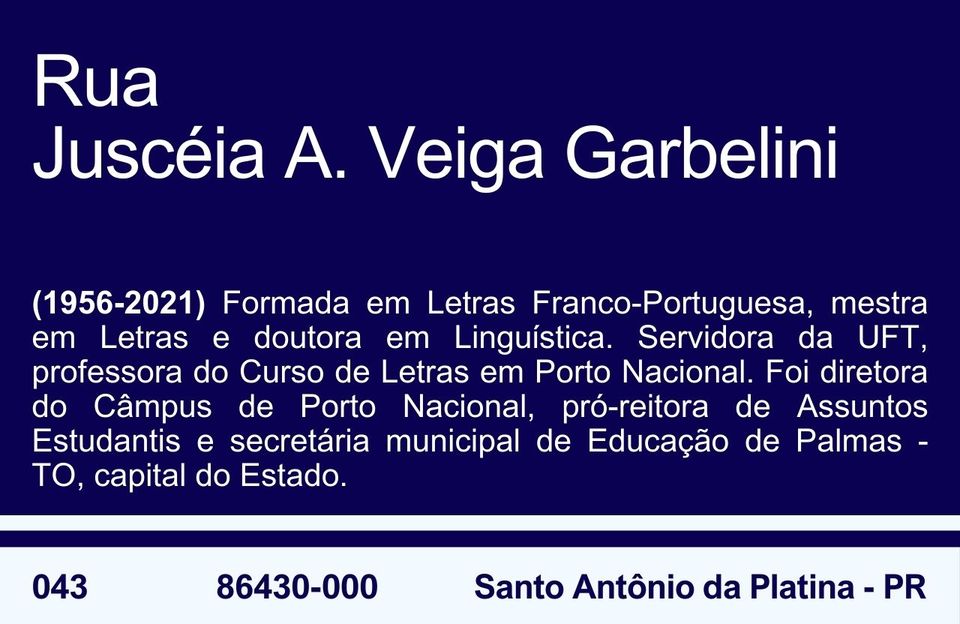 Placa Rua Juscéia Garbelini