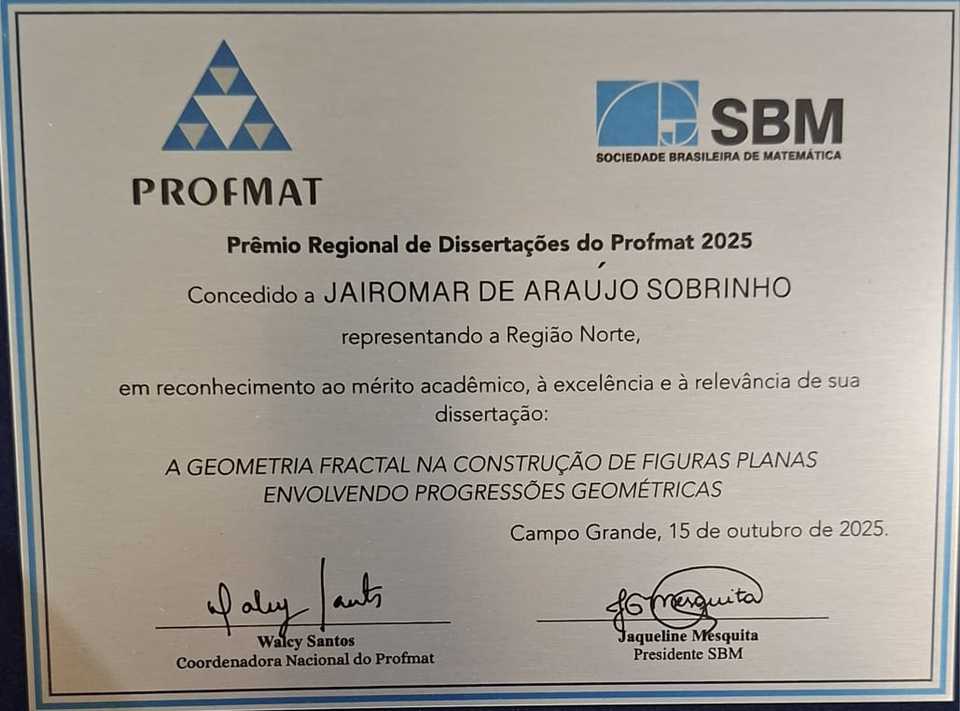 Dissertação de acadêmico da UFT conquista destaque da região Norte do Brasil no II Encontro Nacional do Profmat